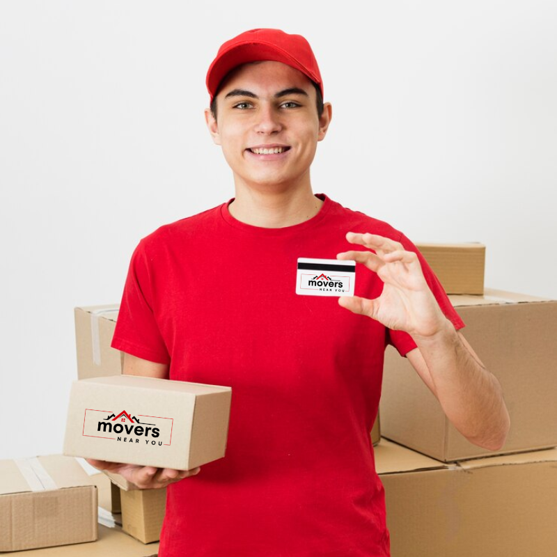 Mover with packed items and movers near you brand card